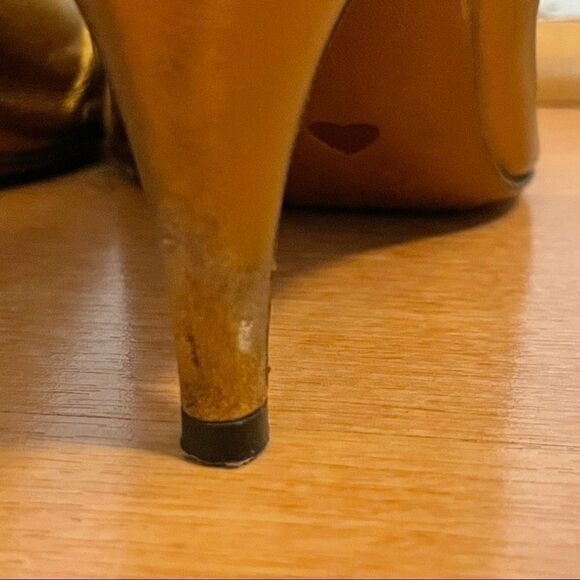 Moschino Cheapandchic Gold Peeptoe Heels - Picture 6 of 7